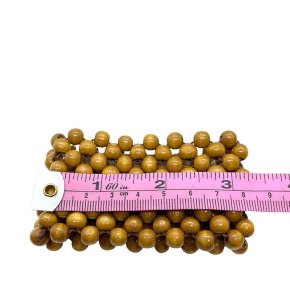 Wood Stone Beaded Necklaces & Stretch Bracelet Set Of Four Vintage 80s Bohemian - Picture 10 of 11